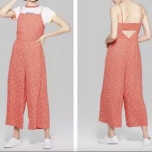 Wild Fable 2018 Women's Floral Print Strappy Square Neck Jumpsuit-Red-Size:L